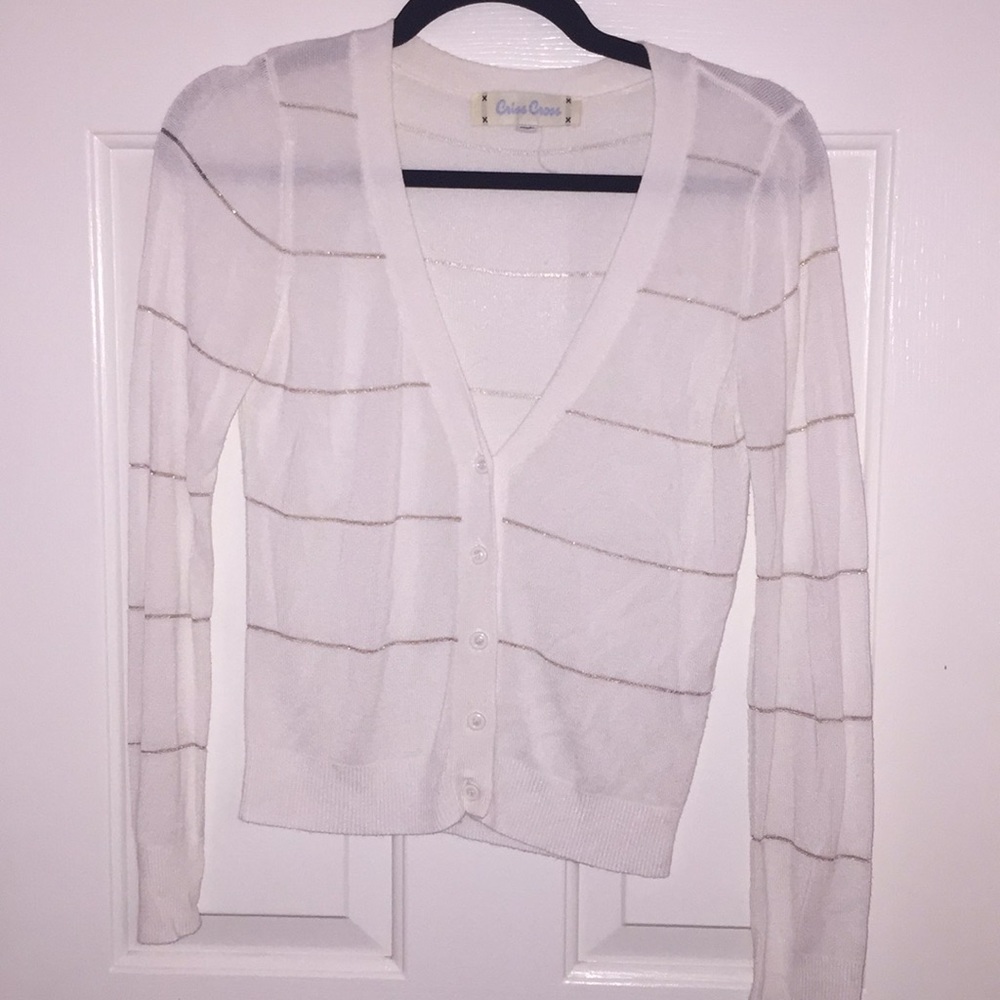 White and gold sweater